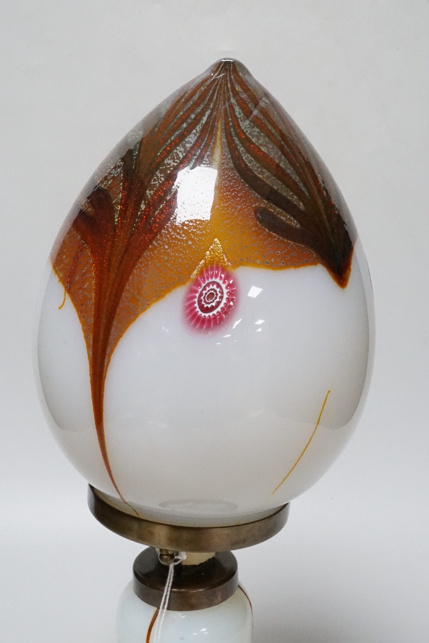 An Aldo Nason Murano glass lamp and shade, 37cm tall